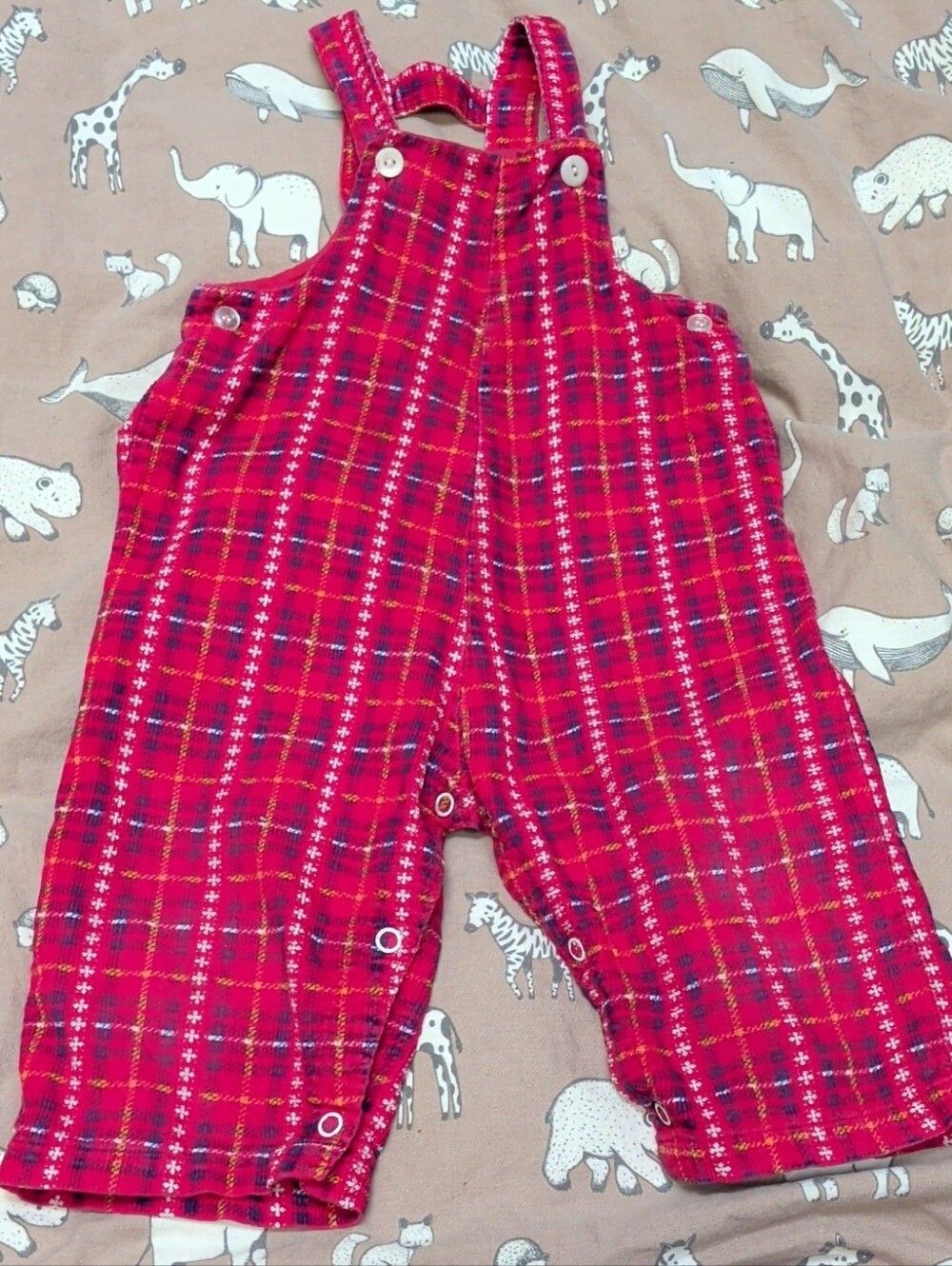 Heather Tex Vintage Red Plaid Kids Overalls